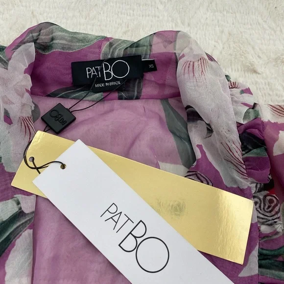 NWT PATBO purple tie front blouse top - Picture 2 of 3